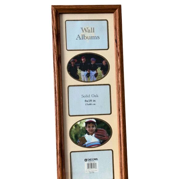 Vintage Solid Oak 3-Opening Collage Wall Frame – 6x18” by Decorel - Picture 1 of 6